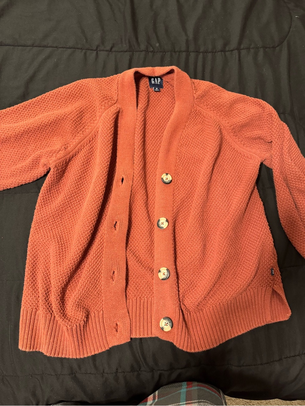 GAP Women's Button-Front Textured Cardigan - Terracotta